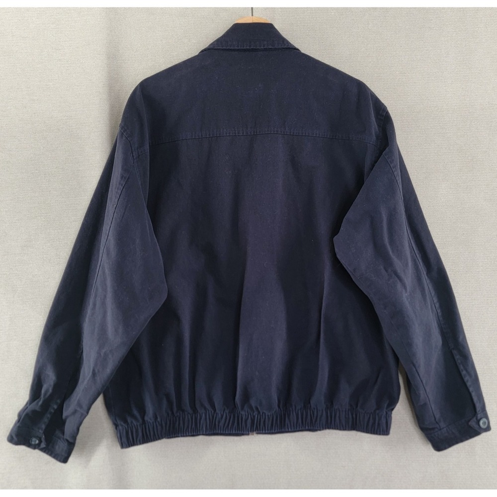 Chaps Jacket Bi Swing 100% Cotton Harrington Plaid Lined Preppy Size Large Navy - Picture 4 of 12